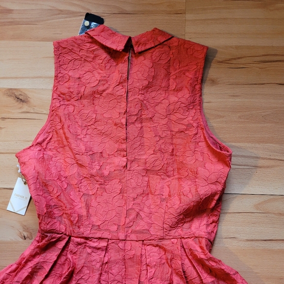 Forever 21 Floral Fit and Flare Dress-Coral - Picture 3 of 5